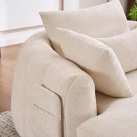 Oversized Chaise Lounge Chair with Deep Seat and Chenille, Soft Reading Sofa with Extra Pillows and No Assembly, 72.5'' L x 57" W x 23" H, Beige(m-8)