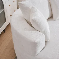Fluffy Sleeper Chair with Plush Corduroy Fabric and Cylindrical Pillow, Soft Modular Lounge Sofa for Living Room, 54.5" L x 54.5" W x 33" H, Beige(m-6)