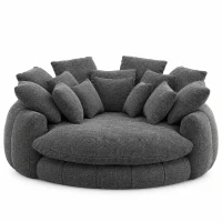 Snuggly Bean Bag Sofa with Chenille Upholstery and 14 Pillows, Modern Chaise Lounge for Living Room Bedroom, 71.5'' L x 65.5"W x 30.5" H, Grey(m-2)