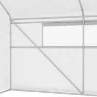 Outsunny Walk-in Tunnel Greenhouse with Galvanized Steel Frame and Windows, Garden Planting Warm House, 13' x 10' x 6.5' , White(m-9)
