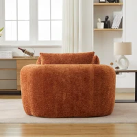 Plush Oversized Chaise Lounge with Deep Seat and Pillows, Versatile Sleeper Sofa with Corduroy and Armrests, 57.5'' L x 51.5" W x 32" H, Orange(m-14)