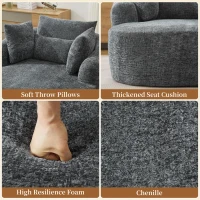 Plush Oversized Chaise Lounge with Deep Seat and Pillows, Versatile Sleeper Sofa with Corduroy and Armrests, 57.5'' L x 51.5" W x 32" H, Grey(m-7)