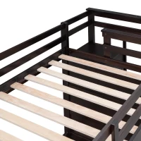 Elegant Twin-over-Twin Bunk Bed with Trundle and 4 Storage Drawers, Sturdy Bed with Staircase and Slat Kit, 97" L x 42.5" W x 65.5" H, Espresso(m-8)