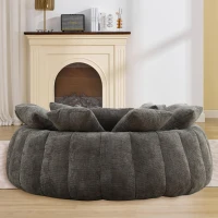 Snuggly Bean Bag Sofa with Chenille Upholstery and 14 Pillows, Modern Chaise Lounge for Living Room Bedroom, 71.5'' L x 65.5"W x 30.5" H, Grey(m-6)