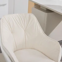 Sophisticated Faux Leather Armchair with Contoured Backrest, Convenient Vanity Chair for Living Room Bedroom, 28'' L x 28"W x 32" H, White(m-6)