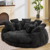 Sleek Bean Bag Sofa with Chenille Upholstery and 14 Pillows, Relaxing Chaise Lounge for Living Room Bedroom, 71.5'' L x 65.5"W x 30.5" H, Black(m-11)