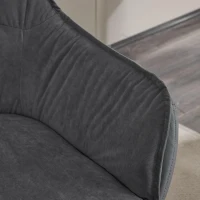 Minimalist Faux Leather Armchair with Ergonomic Seat, Versatile Vanity Chair for Living Room Bedroom Home Office, 28'' L x 28"W x 32" H, Grey(m-6)