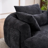 Plush Oversized Chaise Lounge with Deep Seat and Chenille, Soft Sleeper Sofa with Extra Pillows and No Assembly, 72.5'' L x 57" W x 23" H, Black(m-8)