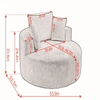Modern Textured Plush Sleeper Chair with Headrest Pillow, Cloud-Inspired Lounge Sofa with No Assembly, 54.5'' L x 54.5" W x 33" H, Grey(m-3)