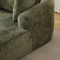 Plush Oversized Chaise Lounge with Deep Seat and Pillows, Versatile Sleeper Sofa with Corduroy and Armrests, 57.5'' L x 51.5" W x 32" H, Green(m-12)