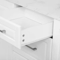Vintage Rolling Kitchen Island with Drop-Leaf Countertop, Multifunctional Storage Cart with Tilt-Out Trash Bin, 50.5" L x 26.5" W x 35.5" H, White(m-10)