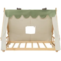 Modern Full-Size House Bed with Detachabl Tent, Sturdy Wooden Platform Bed with Skylight and 8 Slats, 79.5" L x 57.5" W x 63" H, White(m-13)