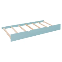 Sleek Full-Size Daybed with Twin Trundle and Desk, Modern Gaming Bed with USB Port and Cable Management, 92" L x 58" W x 35.5" H, Blue(m-7)