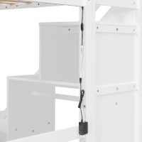 Chic Twin Loft Bed with Desk and 7-Color LED Lights, Space-Saving Storage Bed with 2 Drawers and Stairs, 79" L x 59.5" W x 68" H, White(m-11)