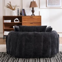 Plush Oversized Chaise Lounge with Deep Seat and Chenille, Soft Sleeper Sofa with Extra Pillows and No Assembly, 72.5'' L x 57" W x 23" H, Black(m-5)