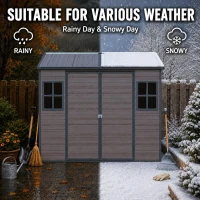 Durable Resin Storage Shed with Lockable Door and Two Air Vents, Weatherproof Outdoor Shed for Backyard, 96" L x 75" W x 85" H, Brown(m-4)