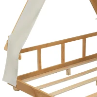 Modern Full-Size House Bed with Detachabl Tent, Sturdy Wooden Platform Bed with Skylight and 8 Slats, 79.5" L x 57.5" W x 63" H, White(m-6)