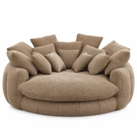 Cozy Bean Bag Sofa with Chenille Upholstery and 14 Pillows, Versatile Chaise Lounge for Living Room Bedroom, 71.5'' L x 65.5"W x 30.5" H, Coffee(m-2)