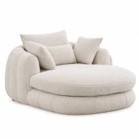 Oversized Chaise Lounge Chair with Deep Seat and Chenille, Soft Reading Sofa with Extra Pillows and No Assembly, 72.5'' L x 57" W x 23" H, Beige(m-2)