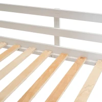 Chic Wood House Bunk Bed with Roof, Ladder and Slide, Kid-Friendly Twin Bed for Bedroom Kids Room, 78.5" L x 41.5" W x 81.5" H, White+Brown(m-12)