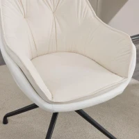 Sophisticated Faux Leather Armchair with Contoured Backrest, Convenient Vanity Chair for Living Room Bedroom, 28'' L x 28"W x 32" H, White(m-11)