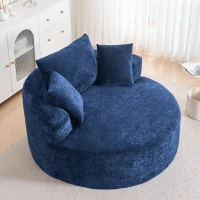 Fluffy Sleeper Chair with Plush Corduroy Fabric and Cylindrical Pillow, Soft Modular Lounge Sofa for Living Room, 54.5" L x 54.5" W x 33" H, Grey(m-4)