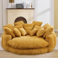 Sunny Bean Bag Sofa with Chenille Upholstery and 14 Pillows, Comfy Chaise Lounge for Living Room Bedroom, 71.5'' L x 65.5"W x 30.5" H, Yellow(m-5)