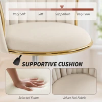 HOMCOM Office Chair, Office chair with Woven Back, Adjustable Height, Rolling Wheels, Cream White(m-5)