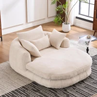 Oversized Chaise Lounge Chair with Deep Seat and Chenille, Soft Reading Sofa with Extra Pillows and No Assembly, 72.5'' L x 57" W x 23" H, Beige(m-1)
