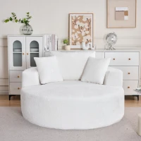 Fluffy Sleeper Chair with Plush Corduroy Fabric and Cylindrical Pillow, Soft Modular Lounge Sofa for Living Room, 54.5" L x 54.5" W x 33" H, Beige(m-1)