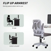 HOMCOM Ergonomic Office Chair, Swivel Desk Chair with Adjustable Lumbar Support and Height, Flip-up Armrests, Wheels, Grey(m-6)