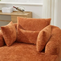 Plush Oversized Chaise Lounge with Deep Seat and Pillows, Versatile Sleeper Sofa with Corduroy and Armrests, 57.5'' L x 51.5" W x 32" H, Orange(m-11)