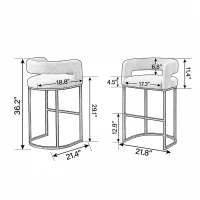 Modern Set of 2 Bar Stools with PU Leather and Curved Backrests, Counter-Height Kitchen Chairs with Metal Legs, 22" L x 21" W x 36" H, Brown(m-3)