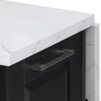 Vintage Rolling Kitchen Island with Drop-Leaf Countertop and Trash Bin, Multifunctional Storage Cart for Kitchen, 50.5" L x 26.5" W x 35.5" H, Black(m-6)