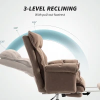 HOMCOM Desk Chair, Computer Office Chair with Footrest, Adjustable Backrest and Headrest, Light Brown(m-6)