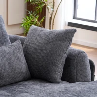 Oversized Chaise Lounge Chair with Deep Seat and Chenille, Soft Reading Sofa with Extra Pillows and No Assembly, 72.5'' L x 57" W x 23" H, Grey(m-8)