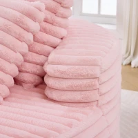 Plush Oversized Round Lounge Chair with Segmented Backrest, Velour Sofa with 4 Pillows and No Assembly, 54.5'' L x 54.5" W x 33" H, Pink(m-8)