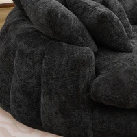 Sleek Bean Bag Sofa with Chenille Upholstery and 14 Pillows, Relaxing Chaise Lounge for Living Room Bedroom, 71.5'' L x 65.5"W x 30.5" H, Black(m-6)
