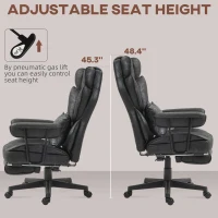 HOMCOM Big and Tall Office Chair with Foot Rest, 400LBS High Back Desk Chair with Padded Armrests, Lumbar Support, Black(m-7)