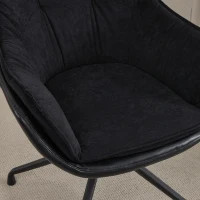 Chic Faux Leather Armchair with Contoured Backrest, Supportive Vanity Chair for Living Room Bedroom Home Office, 28'' L x 28"W x 32" H, Black(m-11)