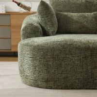 Plush Oversized Chaise Lounge with Deep Seat and Pillows, Versatile Sleeper Sofa with Corduroy and Armrests, 57.5'' L x 51.5" W x 32" H, Green(m-10)
