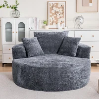 Modern Textured Plush Sleeper Chair with Headrest Pillow, Cloud-Inspired Lounge Sofa with No Assembly, 54.5'' L x 54.5" W x 33" H, Grey(m-1)