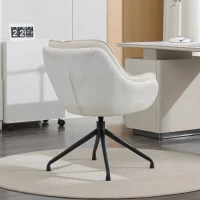 Sophisticated Faux Leather Armchair with Contoured Backrest, Convenient Vanity Chair for Living Room Bedroom, 28'' L x 28"W x 32" H, White(m-15)