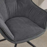 Minimalist Faux Leather Armchair with Ergonomic Seat, Versatile Vanity Chair for Living Room Bedroom Home Office, 28'' L x 28"W x 32" H, Grey(m-9)
