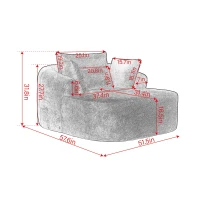 Contemporary Chaise Longue Chair with Throw Pillows and Armrests, Versatile Sofa Bed for Living Room Bedroom, 57.5'' L x 51.5"W x 32" H, Black(m-3)
