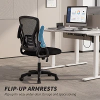 HOMCOM Office Chair, Mesh Desk Chair with Flip-up Armrests, Lumbar Support, Adjustable Height, Black(m-5)
