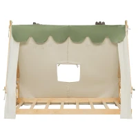 Whimsical Twin House Bed with Detachable Tent and Skylight, Sturdy Kids Wooden Platform Bed with 8 Slats, 79.5" L x 41" W x 63" H, White(m-13)