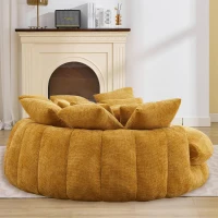 Sunny Bean Bag Sofa with Chenille Upholstery and 14 Pillows, Comfy Chaise Lounge for Living Room Bedroom, 71.5'' L x 65.5"W x 30.5" H, Yellow(m-11)