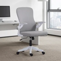 HOMCOM Ergonomic Office Chair, Swivel Desk Chair with Adjustable Lumbar Support and Height, Flip-up Armrests, Wheels, Grey(m-8)