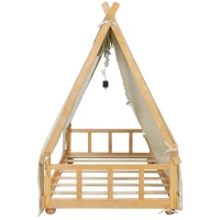 Whimsical Twin House Bed with Detachable Tent and Skylight, Sturdy Kids Wooden Platform Bed with 8 Slats, 79.5" L x 41" W x 63" H, White(m-10)